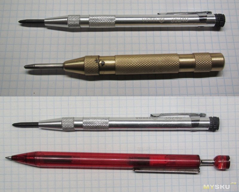 Автоматический керн (кернер, керно)  VOREL в  формфакторе шариковой ручки