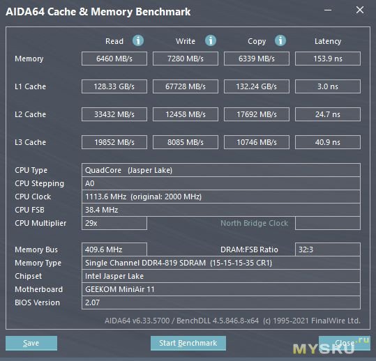 Миникомпьютер Geekom MiniAir 11 на Intel Celeron N5095 и 8/256 ГБ