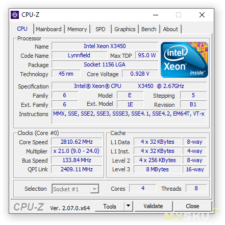Процессор Intel Xeon X3450 для LGA1156 платформы