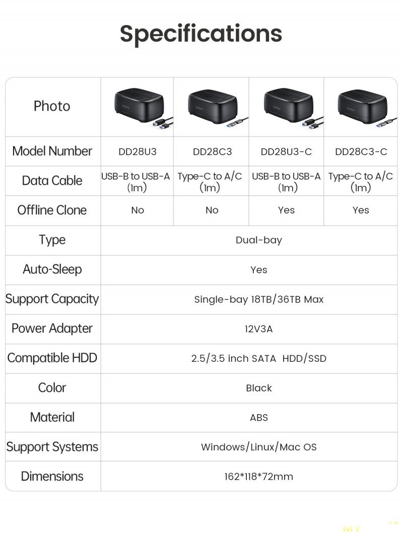 Док-станция ORICO на два HDD 2.5/3.5