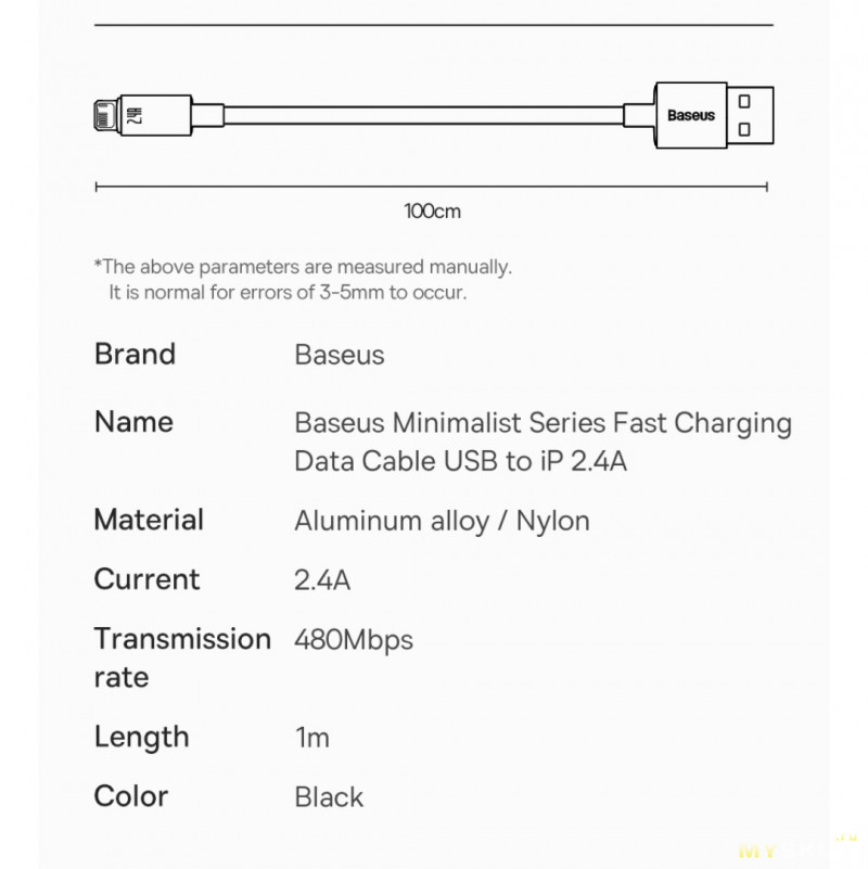 Baseus кабель для быстрой зарядки iPhone за .59