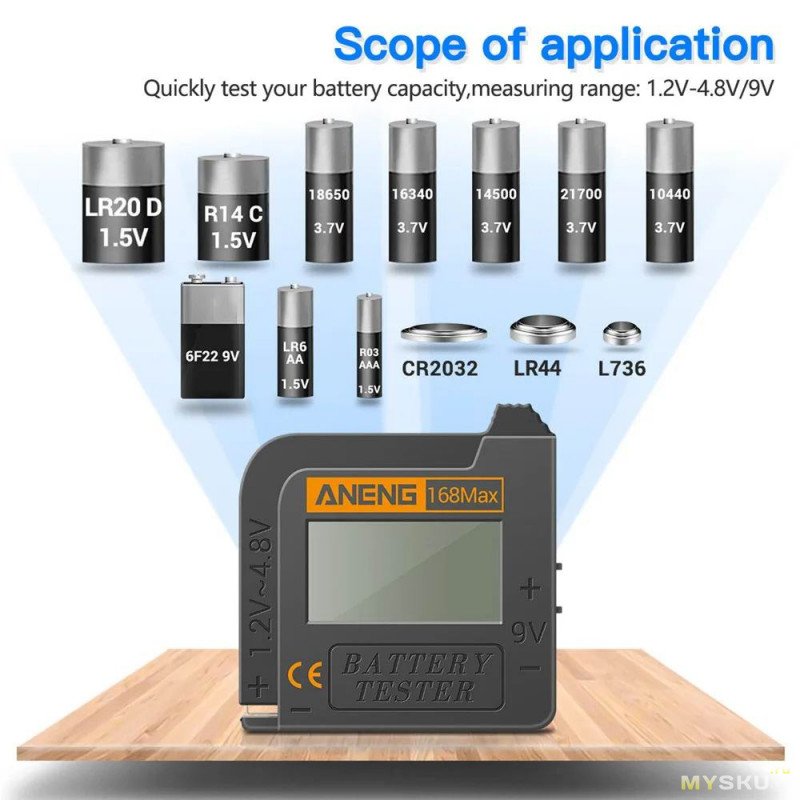 ANENG 168Max цифровой тестер батареек и аккумуляторов