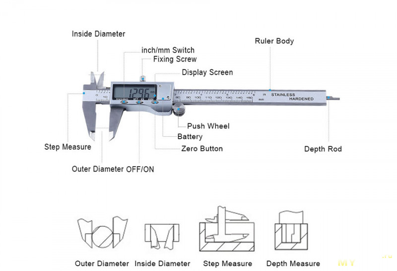 Штангенциркуль PROSTORMER, 0-150 мм, из нержавеющей стали