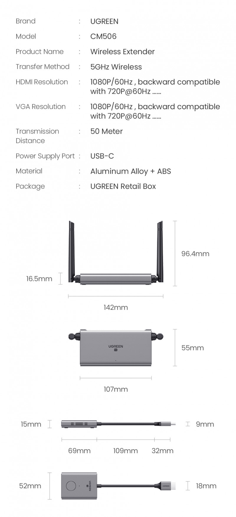 HDMI беспроводной удлинитель UGREEN за 5140,16 руб