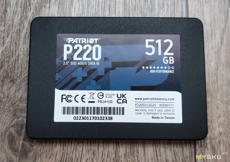 Обзор SATA SSD Patriot P220, с объёмом 512ГБ (P220S512G25)