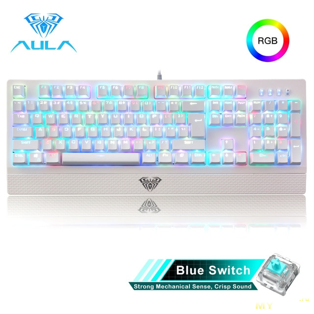 2085,59 руб. (29.99$) AULA RGB Игровая механическая клавиатура Blue Black Switch