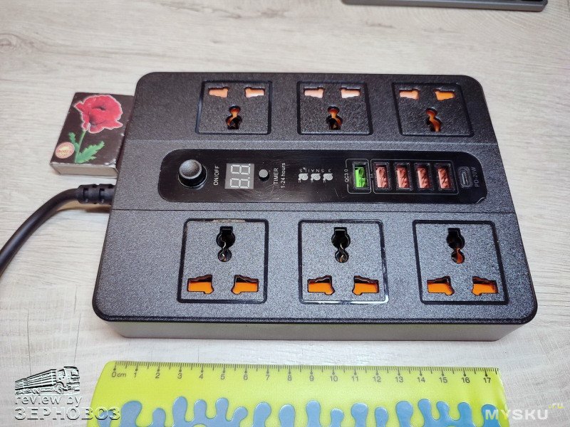 Зарядная станция  ASOMETECH с таймером отключения, на 6 розеток и 6 USB