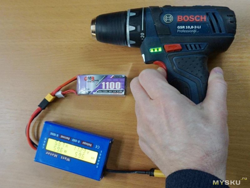 Тестирование потребления аккумуляторных инструментов Bosch 12В, разборка аккумулятора с Алиэкспресс